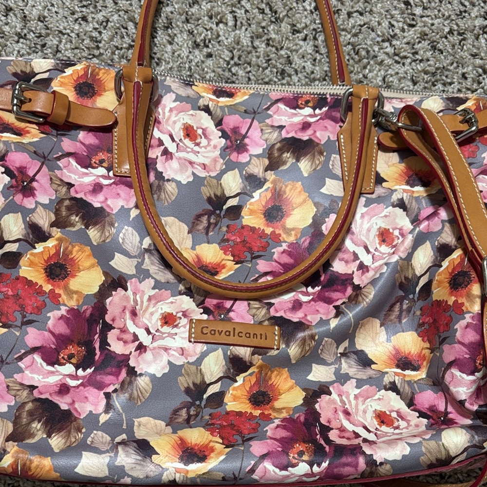 Cavalini Floral Tote Bag - Pink, Yellow, Brown